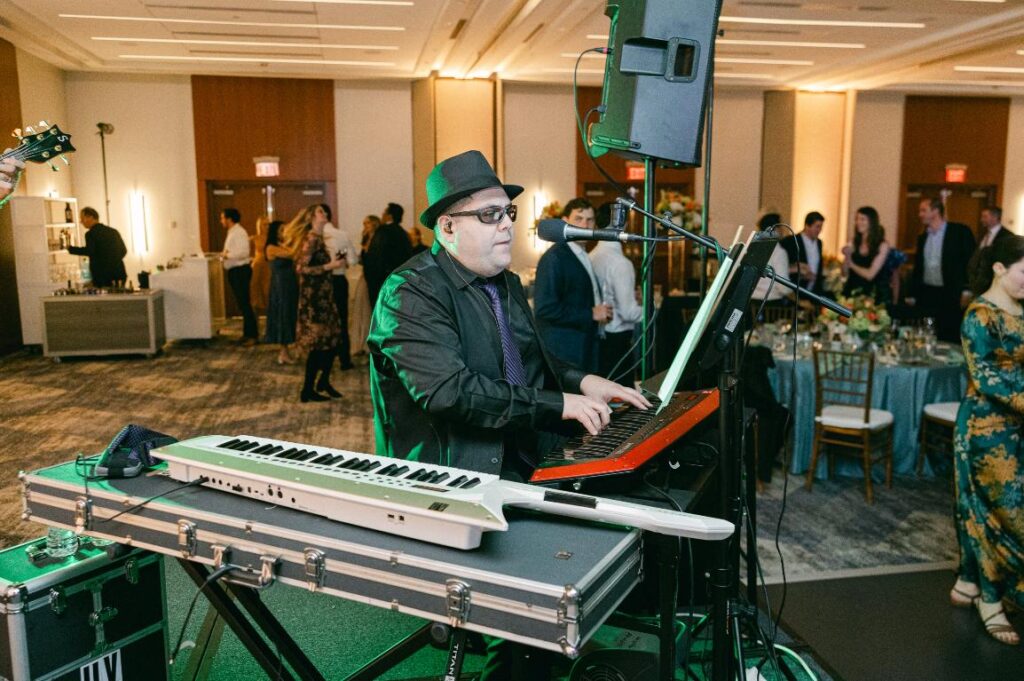 Keyboardist playing during wedding at The Bohlin